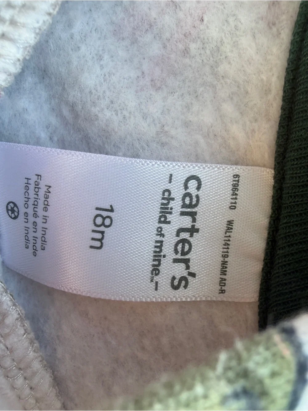 Carter's Beige Hoodie & Joggers Set with Green Dino and Red Scarf Print